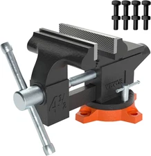 Bench Vise, 4.5-Inch Jaw Width 3.3-Inch Jaw Opening, 240-Degree Swivel Locking..