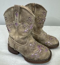 Roper Western Boots - Little Kid Girls Size 5- distressed Pink cutout