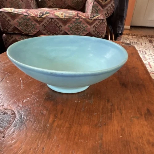 Van Briggle Blue Ceramic Pottery Bowl Handmade Colorado Clem Hull c. 1946