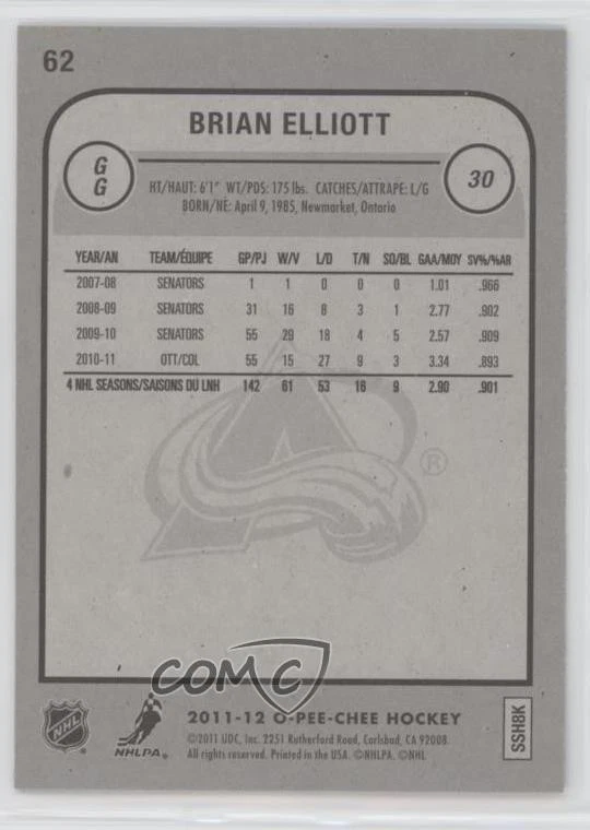 2011-12 O-Pee-Chee Brian Elliott #62 - Image 2 of 2