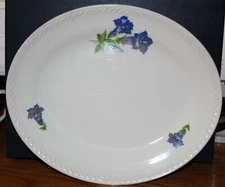 FIGGJO FLINT 11" Serving Platter Blue Flower Morning Glory*VTG Norway