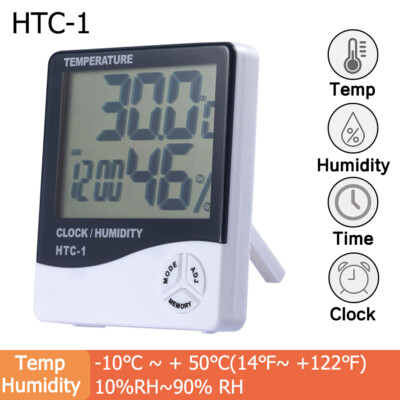 2X LCD Electronic Digital Temperature Humidity Meter Thermometer Weather Clock