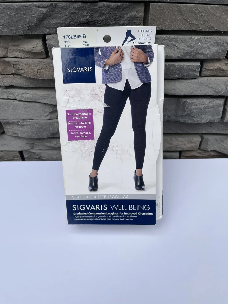 Sigvaris Compression Leggings 15-20 mmHG Black Size B Womens Soft  Silhouette