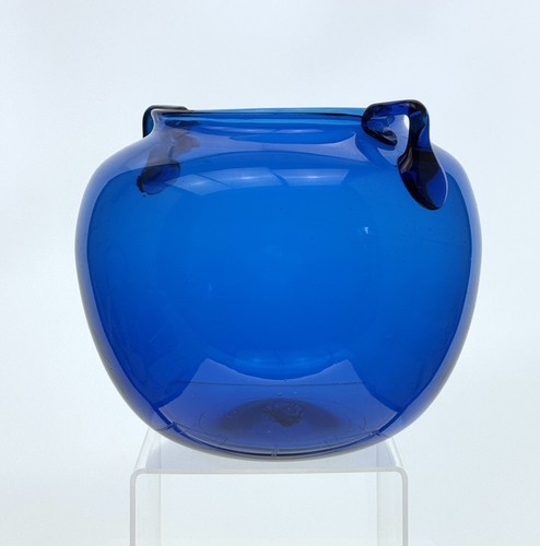Blenko Handmade Glass 68 Two Handled Rose Bowl in Turquoise Early Pre-Designer - Picture 4 of 10