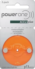 Power One ACCU Plus Size 13 Hearing Aid Battery (Pack of 2) - EXP  11/2025