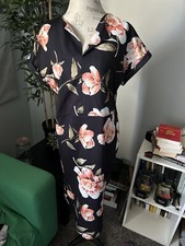 Dress size xl women black floral short sleeved Sundress Midi