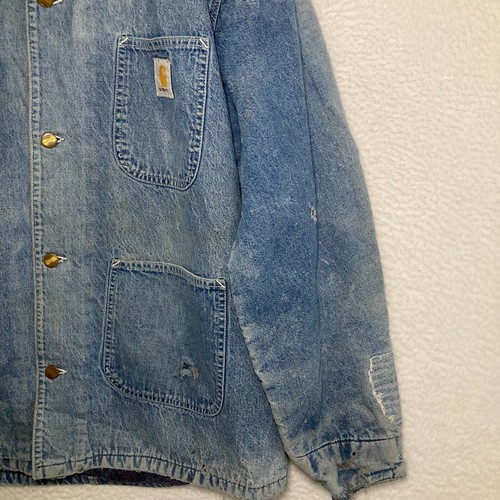 Vtg Carhartt Union Made Blanket Lined Denim Jacket Mens Fits Like L/XL Chore - Picture 8 of 19