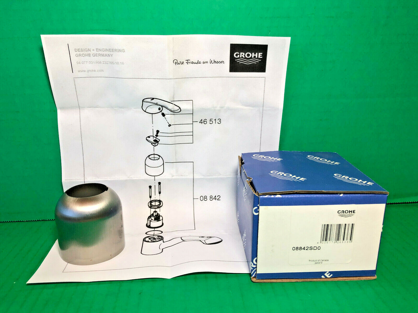 Used GROHE ALIRA Kitchen Faucet Cartridge Cap ONLY #08842SD0 Stainless DISC PART