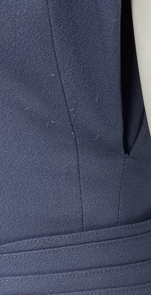 Vestido Vaina Zac Posen Azul Marino Manga Gorra con Cintura En Capas/Anudada talla 10 Foto 3 de 4