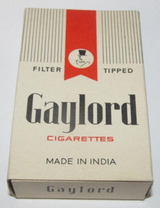 VINTAGE EMPTY Made in India Cigarette Cardboard Box 10 Filter Tipped Gaylord