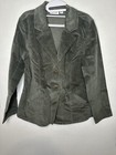 Denim & Co. Stretch Pinwale Corduroy Notch Collar Green Jacket Size Medium