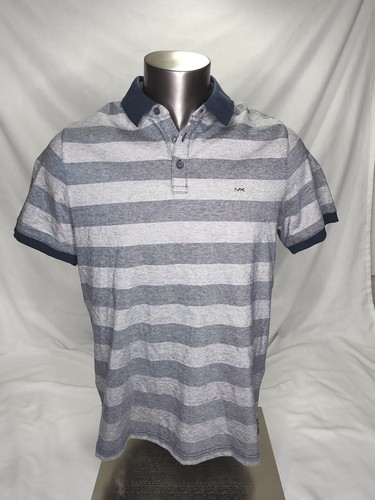 Michael Kors Polo Shirt Mens Size L Midnight Blue Short Sleeve Logo Spring
