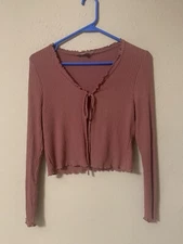 Gaze Long Sleeve Tie Front Shrug M