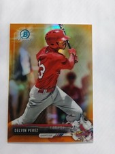 2017 Bowman Chrome ** ORANGE REFRACTOR ROOKIE ** #BCP194 Delvin Perez RC #D / 25