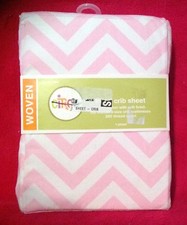 Circo Chevron Fitted Crib Sheet Pink and White Zig Zag Baby Nursery NEW Girl