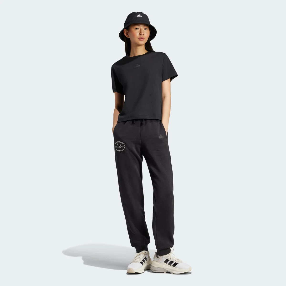Pantaloni Donna Elasticizzati In Misto Cotone Con Tasche, Nero, Caldi E Comodi