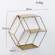 Unique Hexagon All Metal Wire Wall Shelf Modern Loft Dorm Storage Shelf 