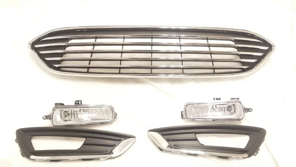 Ford Focus 2015 2016 2017 2018 parachoques delantero superior inferior faros antiniebla parrilla cromada Foto 3 de 4