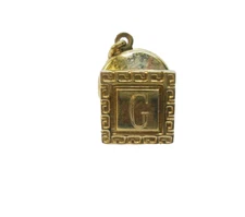 Initial G Tie Tack Monogram Necktie Pin with chain vintage Men's Formal Wear