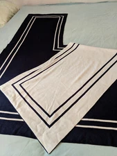 LAUREN RALPH LAUREN Knit Cape Navy Blue and White One Size 100 Acrylic Shawl