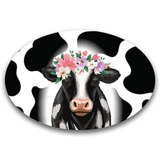 Cow Print Oval Magnet Decal, 4x6 Inches, Automotive Magnet For Car Truck SUV
