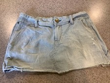 American Eagle Blue Ticking Striped Mini Cargo Skirt Women Size 0