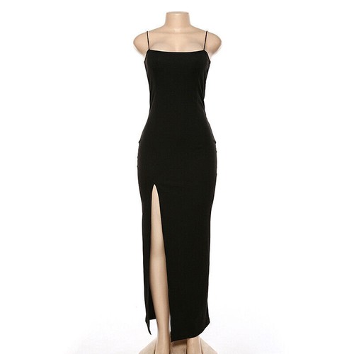 Sexy Damen Elegantes Kleid Hoher Schlitz Ärmellos Bodycon Cocktail Abend Party - Bild 13 von 16