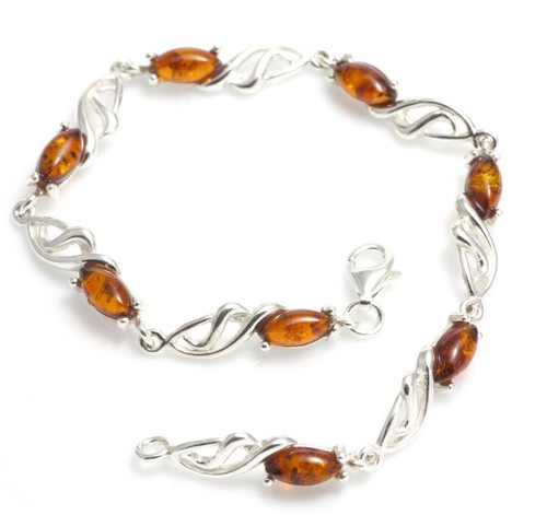 NATURAL BALTIC AMBER Gemstone Jewellery STERLING SILVER 925 BRACELET Certified - Picture 4 of 8