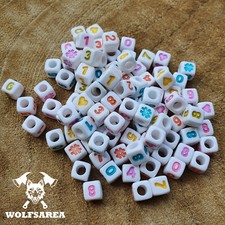 100 Zahlenperlen Würfel basteln 7 mm Acryl Großloch Perlen Mix 0-9 Plus # ♥