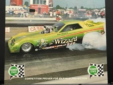 VRHTF NHRA "QUAKER STATE VTG TOM AKERS WIZARD TOP ALCOHOL FUNNY CAR HAND OUT