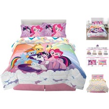 Vibrant Reversible My Little Pony Comforter  Sheet Set for Full Beds, 5-Piece