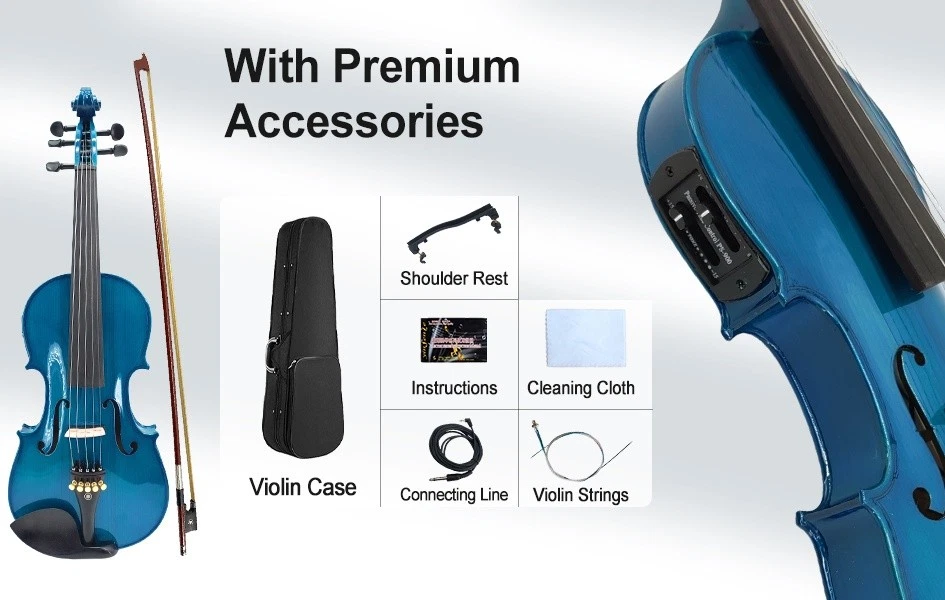 5String Electric violin Maple Spruce Wood Acoustic Violin Ebony Fittings 4/4 - Image 4 of 4