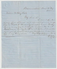 1858 ALS Andrew Galbraith Ege Maryland politician , Civil War ,Whig ,Slave owner