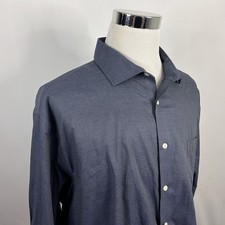 Pronto Uomo 19 34/35 Non Iron Dress Shirt Gray 100 Cotton Button Front Formal