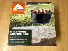 Ozark Trail 10" Steel Portable Camping Charcoal Grill Durable Lightweight (New)
