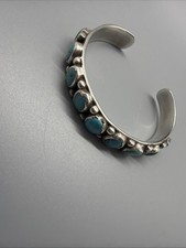 Chimney Butte Sterling silver Cuff W/9 Turquoise Stones 3/8inch Wide 31.5 Grams
