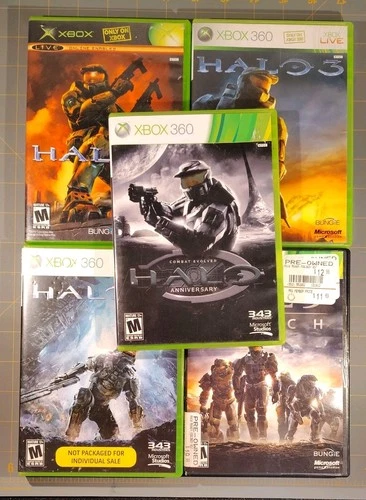 Halo 1, 2, 3, 4, Reach Combat Evolved Anniversary Xbox 360 Game Lot
