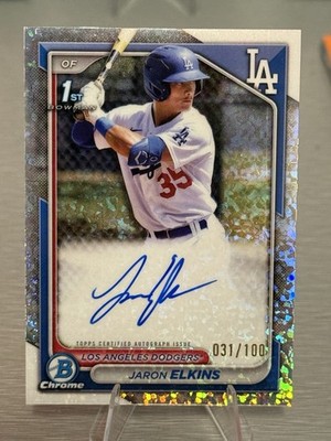 Jaron Elkins 2024 Bowman Chrome 1st Prospect Auto Mini Diamond Refractor /100