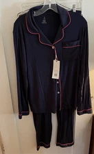 sioro Viscose Spandex Pajama Set Size S Navy/Pink New￼
