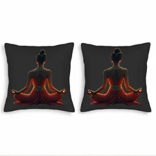 Set of 2 18x18in Throw Pillow Covers - Elegant Red Meditative Design 