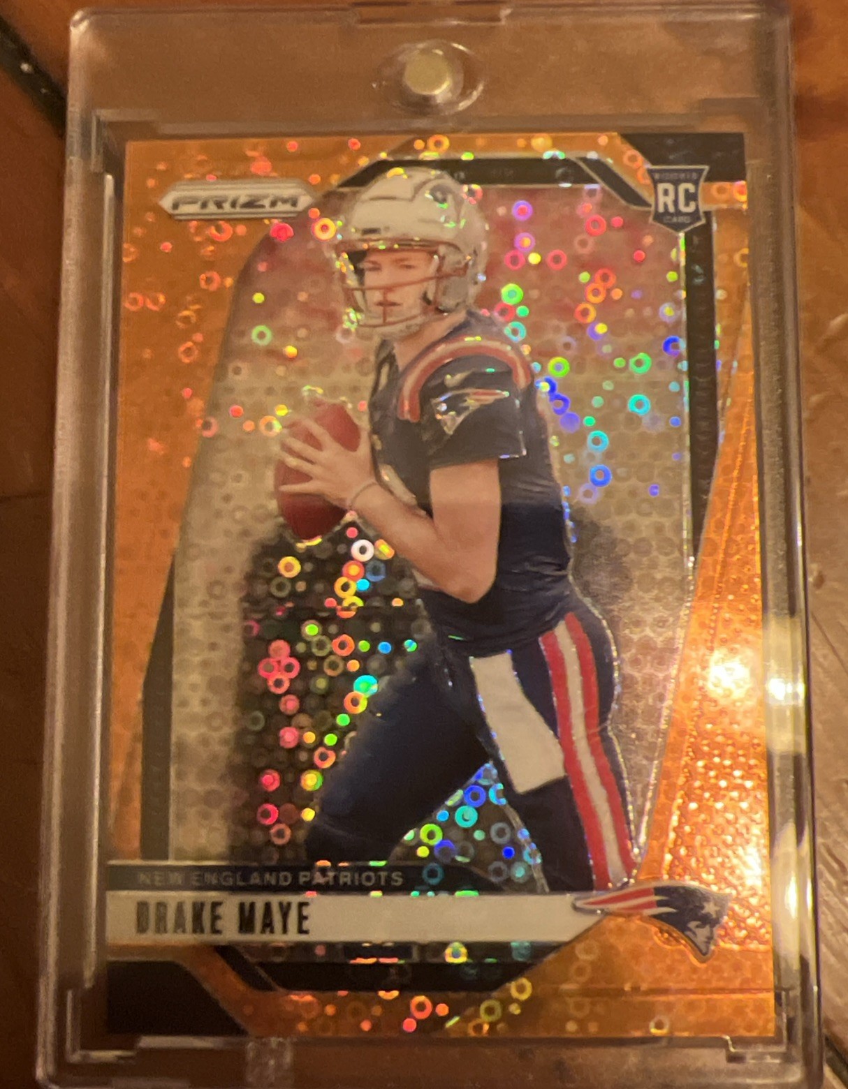2024 Panini Prizm #329 Drake Maye Orange Disco Prizm RC Rookie Card Patriots