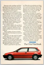 1988 Honda Civic Hatchback Vintage Print Ad Red Car Man Cave/Office Art