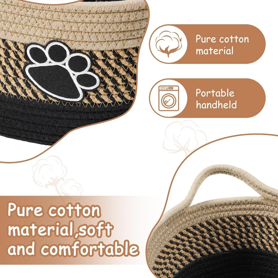 Pequeñas cestas tejidas para organizar cuerda cesta de almacenamiento con mango lindo barro... Foto 3 de 4