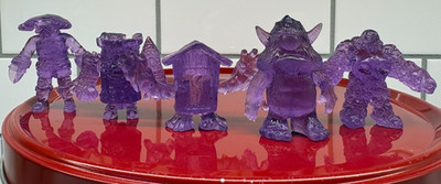 Set of 5 Transparent Purple O.M.F.G. OMFG Figures Series One, 2 inch MUSCLE MIMP