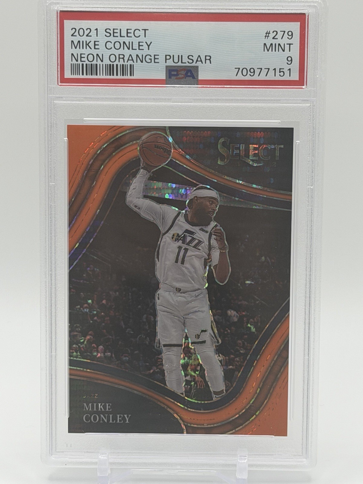2021-22 Select PSA 10 Mike Conley Courtside Neon Orange Pulsar Prizm /15 Jazz