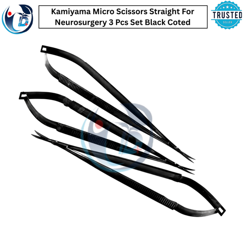 Kamiyama Micro Ciseaux Droit pour Neurochirurgie Lot de 3 Pièces Noir Coted - Photo 4/8