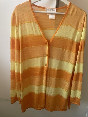 Escada Margaretha Ley gelb gestreifte Vintage Longline Strickjacke Gr. 40