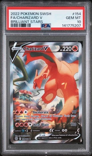 PSA 10 Pokemon TCG Sword & Shield Brilliant Stars #154 Fa/Charizard V GEM MT