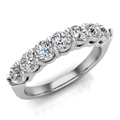Luxury Silver Eternity Engagement Wedding Band Ring for Women Promise CZ Crystal