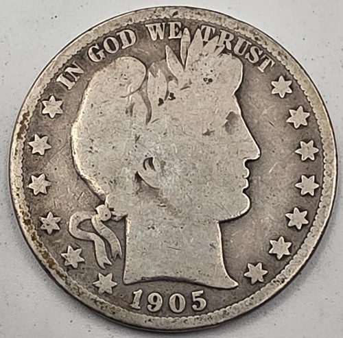 1905-S  (.3617 OZ SILVER) Barber Silver Half Dollar  *SILVER*